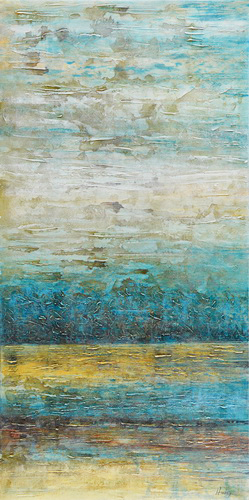 PXFC348 Wall décor art oil on canvas abstract turquoise brown yellow tones
